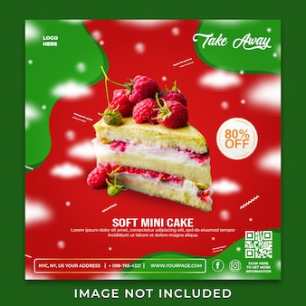 맛있는 케이크 메뉴 소셜 미디어 프로모션 인스타그램 배너 포스트 디자인 템플릿