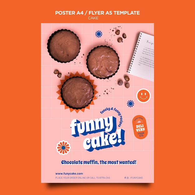 Free PSD delicious cake poster template