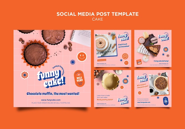 Free PSD delicious cake social media post