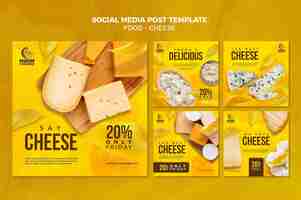 PSD gratuito modello di post sui social media di formaggio delizioso