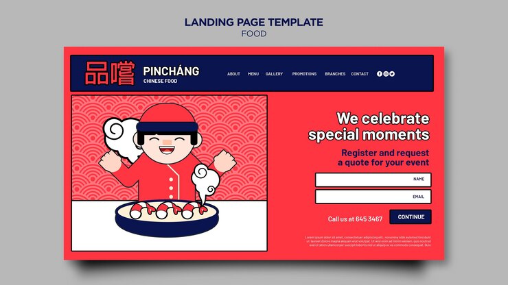 Free PSD delicious chinese food landing page