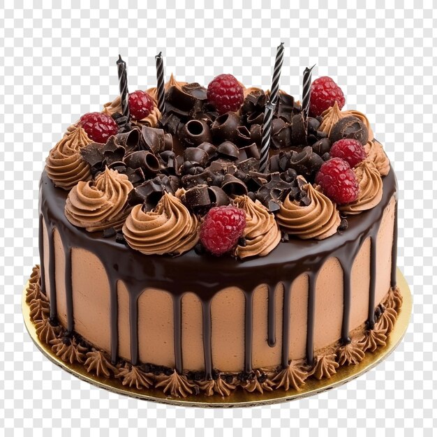 Delicious Chocolate Raspberry Cake with Chocolate Drizzle and Candles