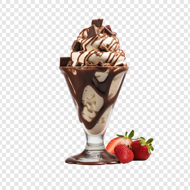 Free PSD delicious chocolate sundae isolated on transparent background