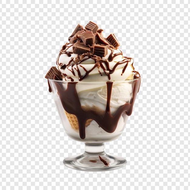 Free PSD delicious chocolate sundae isolated on transparent background