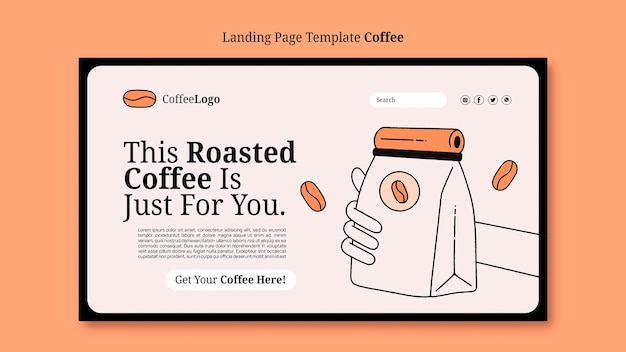 Delicious coffee landing page template