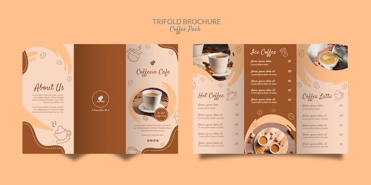 Free PSD delicious coffee trifold brochure coffee template