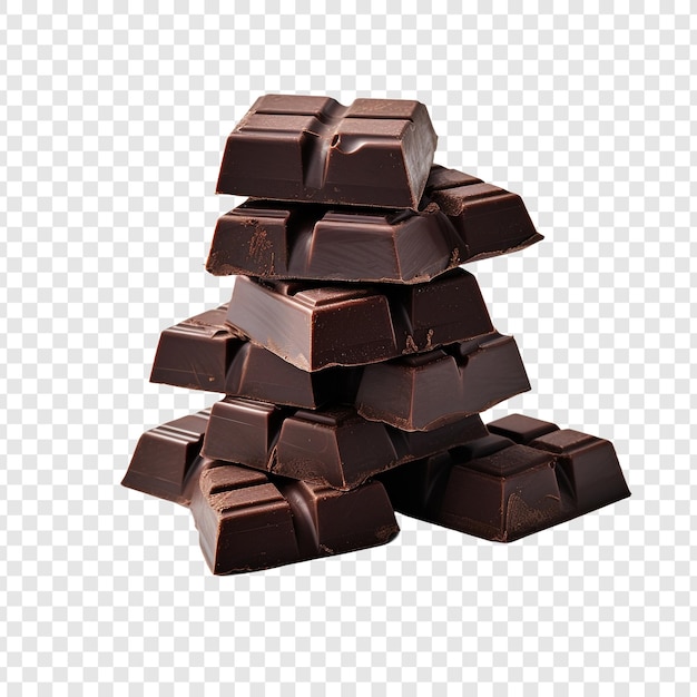 PSD gratuito deliziosi pezzi di cioccolato scuro isolati su uno sfondo trasparente