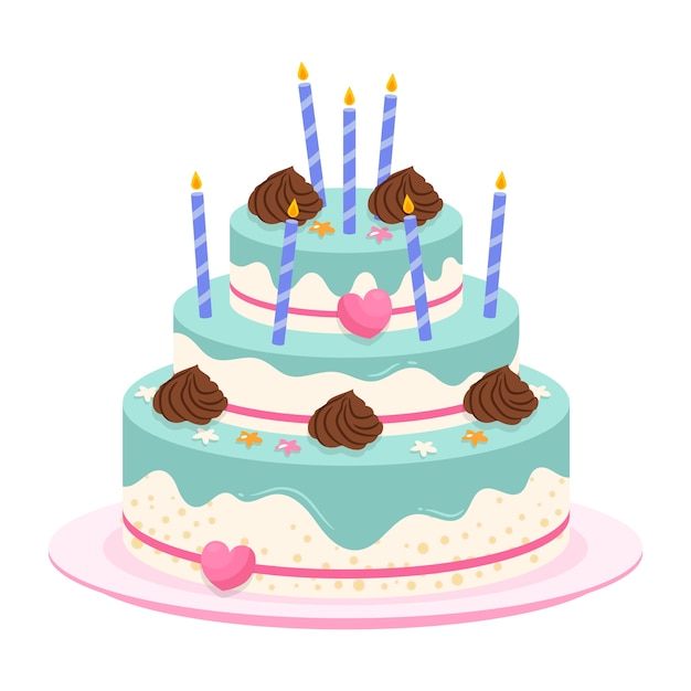 無料PSD 美味しく飾られた誕生日ケーキ