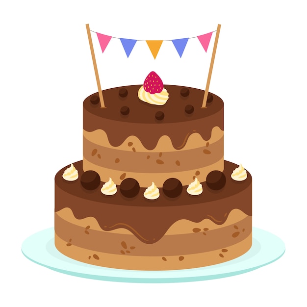 Free PSD delicious decorated birthday cake