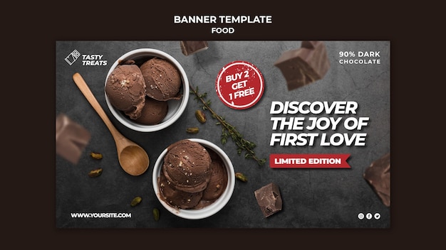 Free PSD delicious dessert horizontal banner template