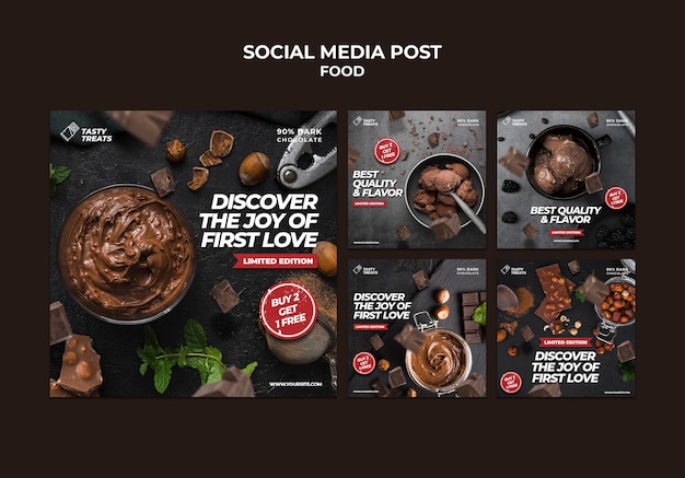 PSD gratuito post sui social media di vendita di deliziosi dessert