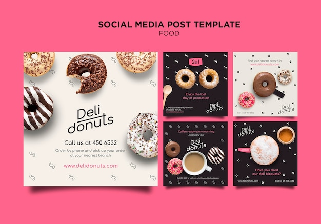 Free PSD delicious donuts instagram posts template