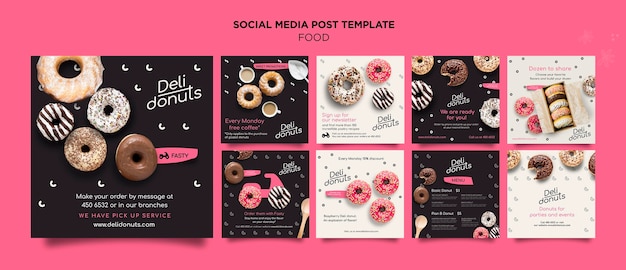 Шаблон постов в instagram с вкусными пончиками