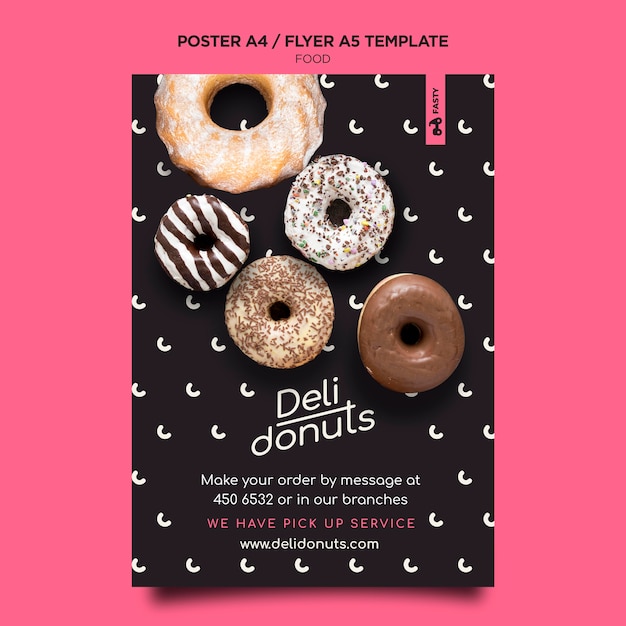 Free PSD delicious donuts print template