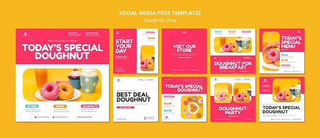 Free PSD delicious doughnut shop instagram posts