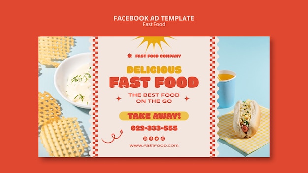 PSD gratuito modello facebook delizioso fast food