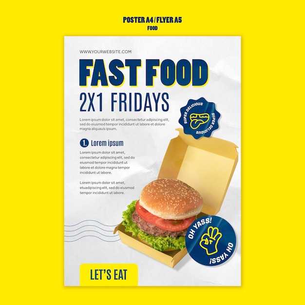 Delicious fast food poster template