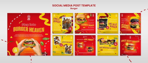 PSD gratuito delizioso post sui social media di fast food