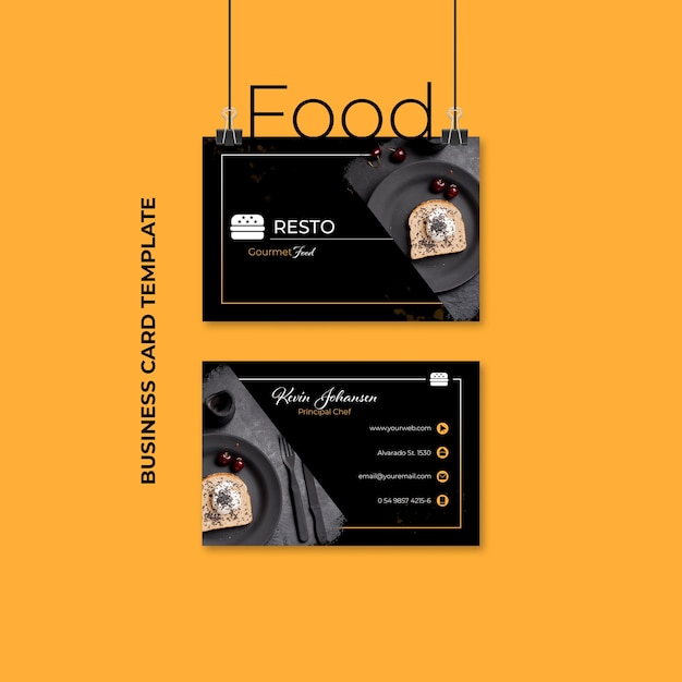 Delicious food business card template free PSD download