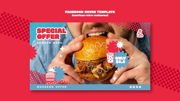 Delicious food facebook cover template