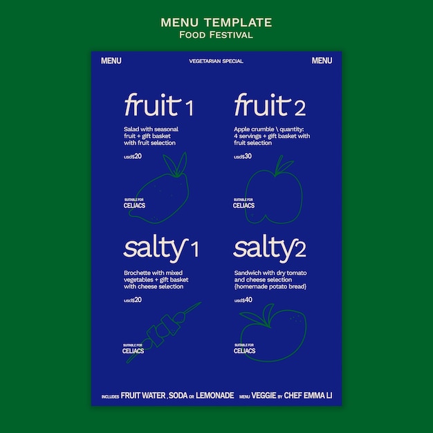 無料PSD おいしいフード フェスティバル メニュー テンプレート