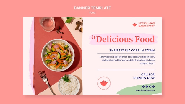 Delicious food horizontal banner template