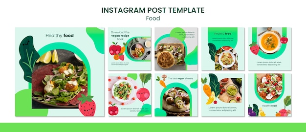 PSD gratuito modello di post di instagram di cibo delizioso