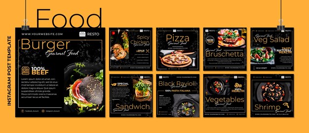 Delicious food instagram posts template