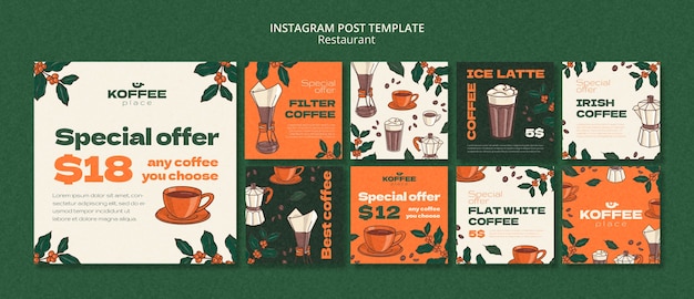 無料PSD おいしい食べ物のインスタグラム投稿