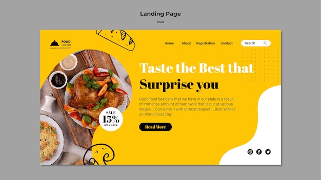 Free PSD delicious food landing page template