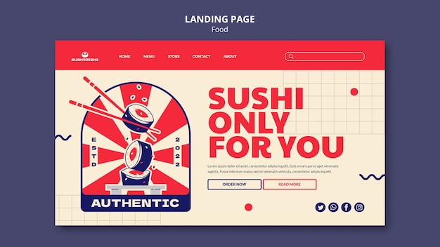 Free PSD delicious food landing page template