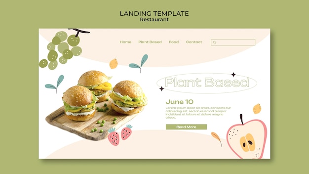 無料PSD おいしい食べ物のランディングページテンプレート