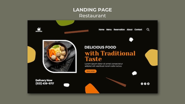 Free PSD delicious food landing page