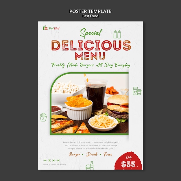 Free PSD delicious food menu poster template