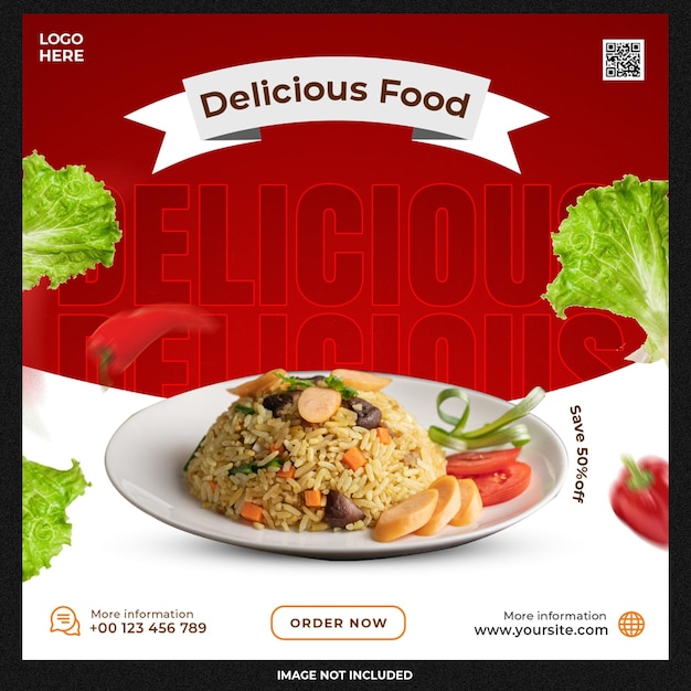 Free PSD delicious food menu social media template