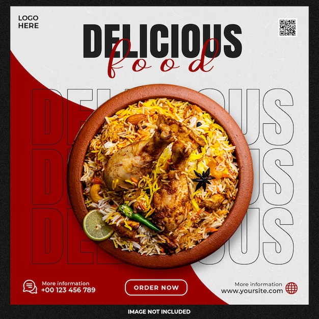 Free PSD delicious food menu social media template