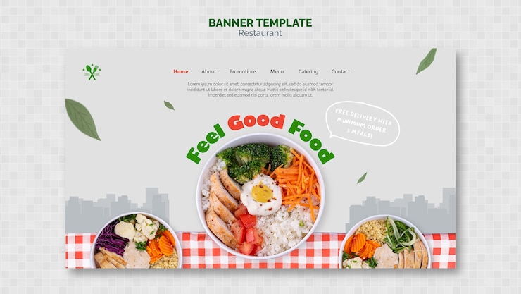 無料PSD おいしい料理レストランバナーテンプレート
