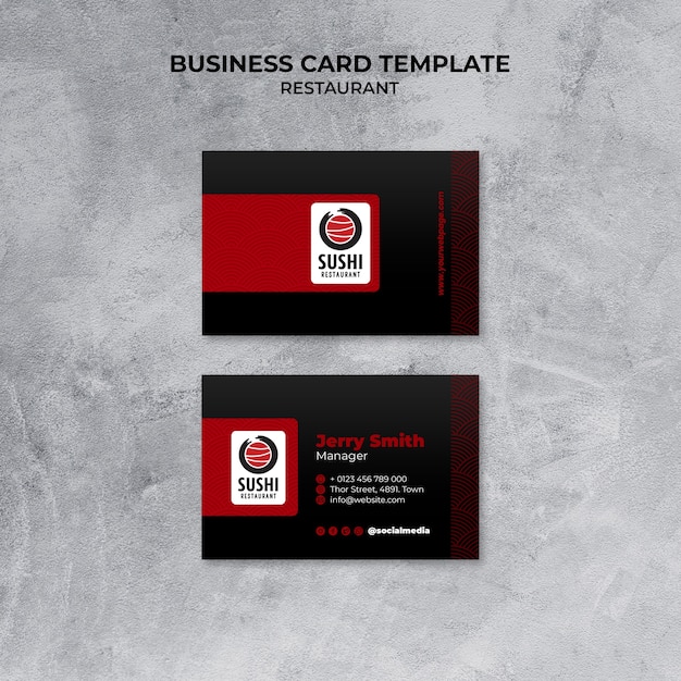 Delicious food restaurant business card template – Free PSD download