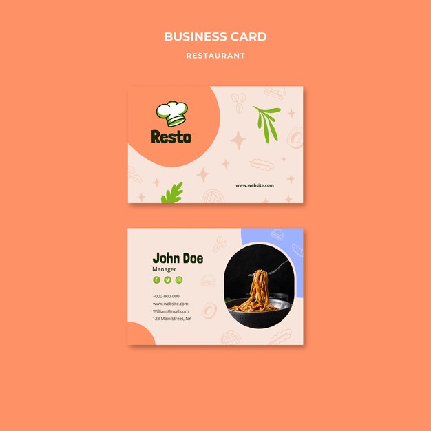 delicious food restaurant business card template
