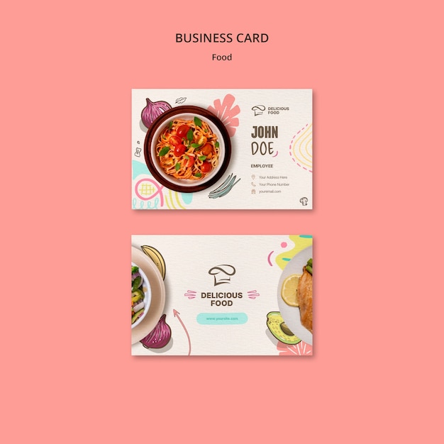 Free PSD delicious food restaurant  business card template