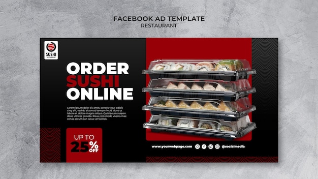 Бесплатный PSD Шаблон фейсбука ресторана вкусной еды
