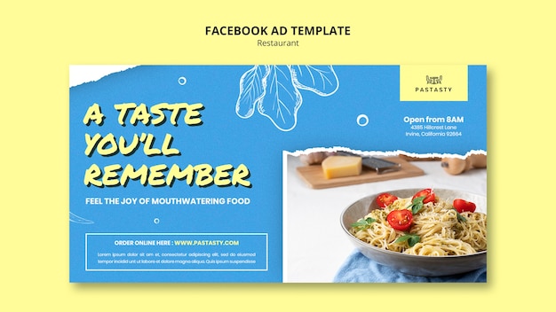 無料PSD おいしいレストランfacebookテンプレート