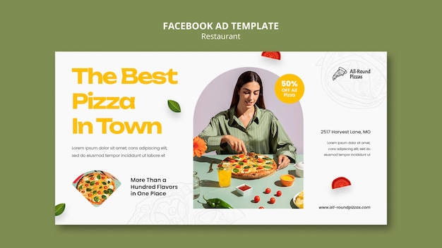 無料PSD おいしいレストランfacebookテンプレート