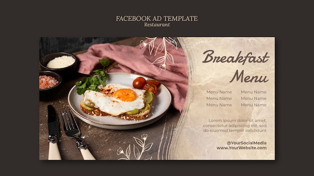 PSD gratuito modello facebook del ristorante di cibo delizioso