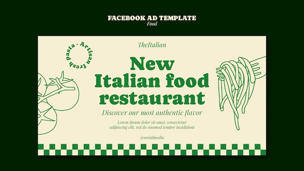 PSD gratuito modello facebook del ristorante di cibo delizioso