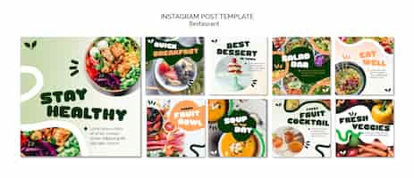 Бесплатный PSD Шаблон постов в instagram ресторана вкусной еды