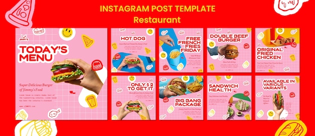 PSD gratuito post di instagram del ristorante di cibo delizioso