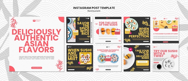 Бесплатный PSD Вкусные посты ресторана instagram