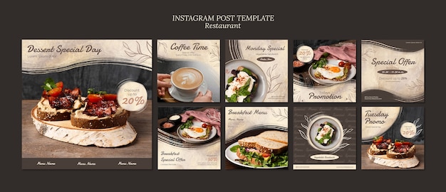 Free PSD delicious food restaurant instagram posts