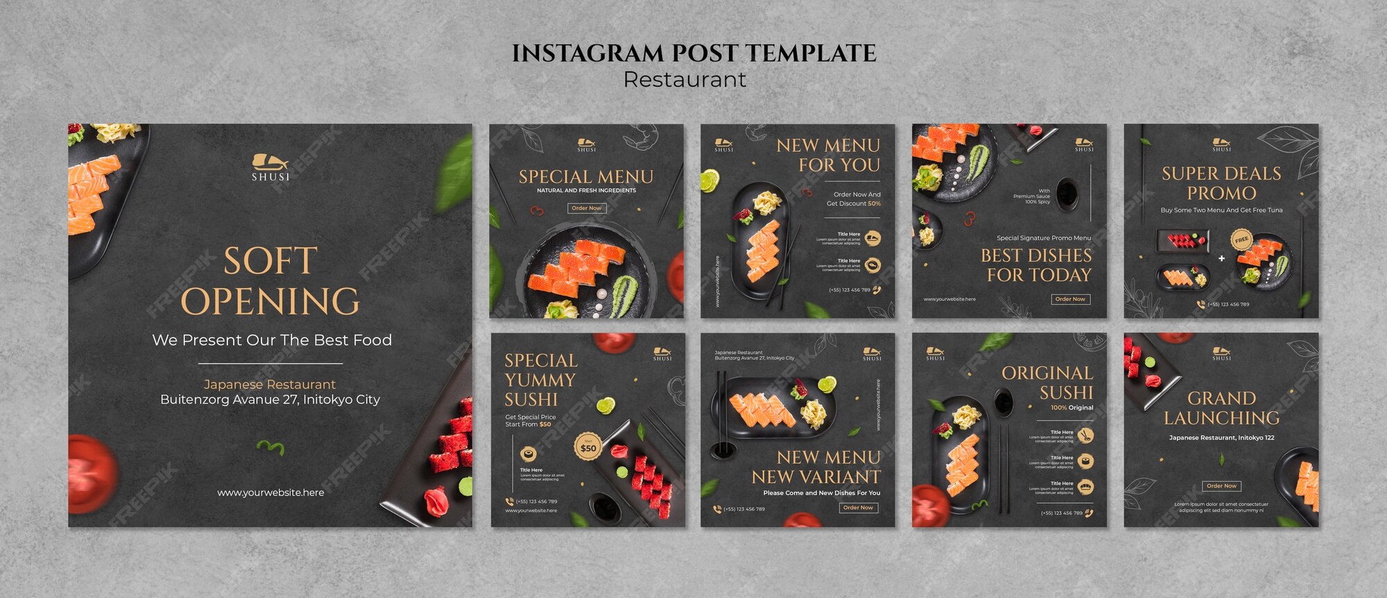 restaurant template instagram puzzle post miamich agence marketing communication social media branding food cuisine design promotion publicité visuel